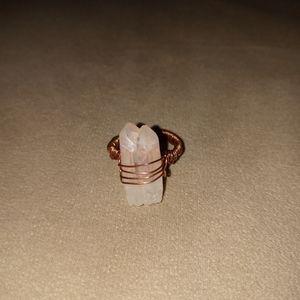 Aura quartz double point wire woven ring
